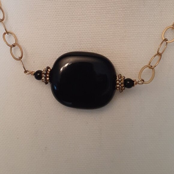 Vannesa Tosoni Plated Silver with Black Stone Necklace - Picture 4 of 10